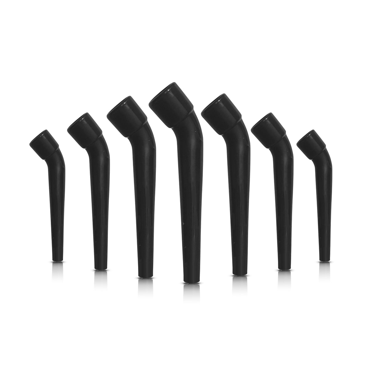 [deeep] Angle Adjustable Curved Maupi All Black Disposable Shisha Short Mouthpiece Commercial Use 100 Pieces for Shisha Stores Black V 3 Sizes (Curved) 