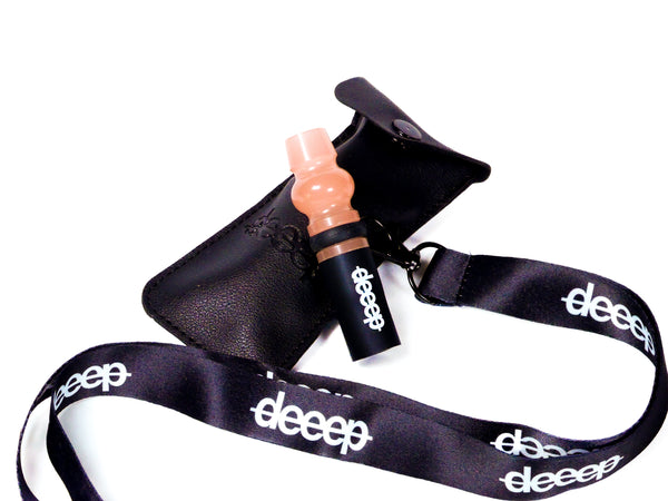 deeep オリジナル シーシャ マウスピース 樹脂製 PUレザーケース ストラップ ベージュ