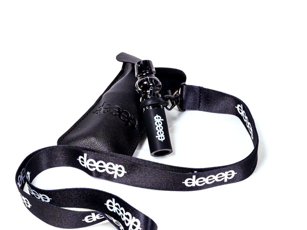 deeep オリジナル シーシャ マウスピース 樹脂製 PUレザーケース ストラップ ブラック