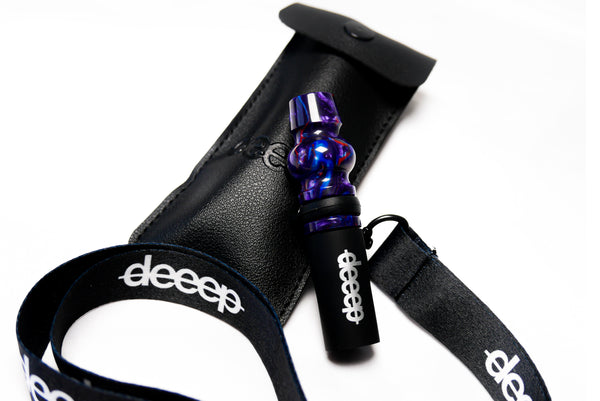deeep オリジナル シーシャ マウスピース 樹脂製 PUレザーケース ストラップ パープル