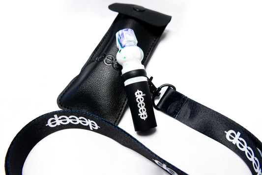 deeep オリジナル シーシャ マウスピース 樹脂製 PUレザーケース ストラップ ホワイト