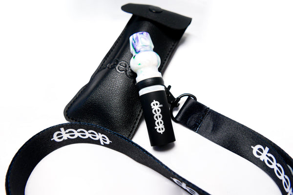 deeep オリジナル シーシャ マウスピース 樹脂製 PUレザーケース ストラップ ホワイト