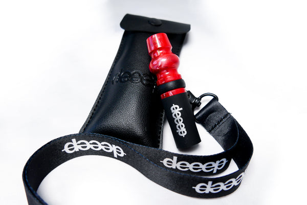deeep オリジナル シーシャ マウスピース 樹脂製 PUレザーケース ストラップ レッド