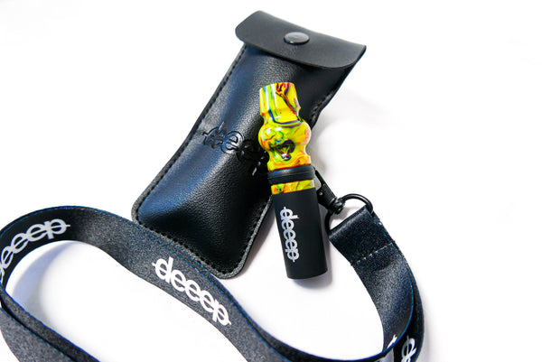 deeep オリジナル シーシャ マウスピース 樹脂製 PUレザーケース ストラップ イエロー